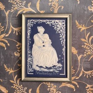Villeroy & Boch Mettlach Jasperware Framed Plaque Mother & Child